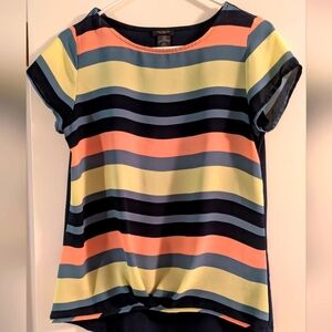 Striped Cap Sleeve Blouse
